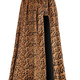Printed Velvet Maxi Skirt with Middle Slit and Buckle