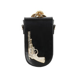 Leather Mini Crossbody Bag with Gold Gun Buckle