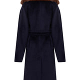 Wool Long Coat with Faux Fur Detail