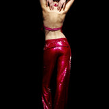 Fuschia Sequined Pants with Stone Belt