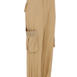 Camel Cargo Pant with Embellished Pockets