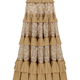 Jaquard Camel Maxi Skirt with Ruffles