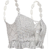 Sequined Bustier with Crystal Straps