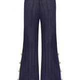 High Waisted Palazzo Pants with Gold Buckles