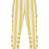 Striped Linen Pants with Gold Buckles