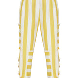 Striped Linen Pants with Gold Buckles