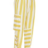 Striped Linen Pants with Gold Buckles