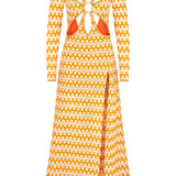 Long Sleeve Cutout Maxi Dress with Slit Details