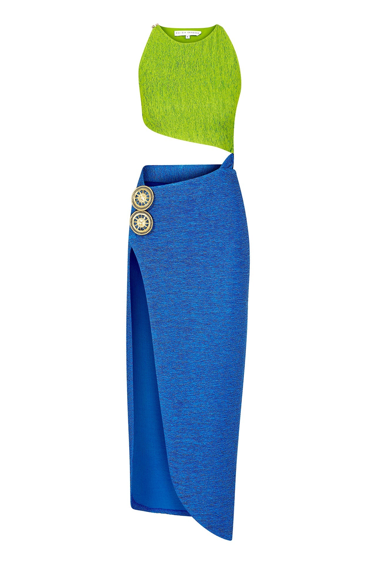Sleeveless Cutout Midi Dress with High Slit