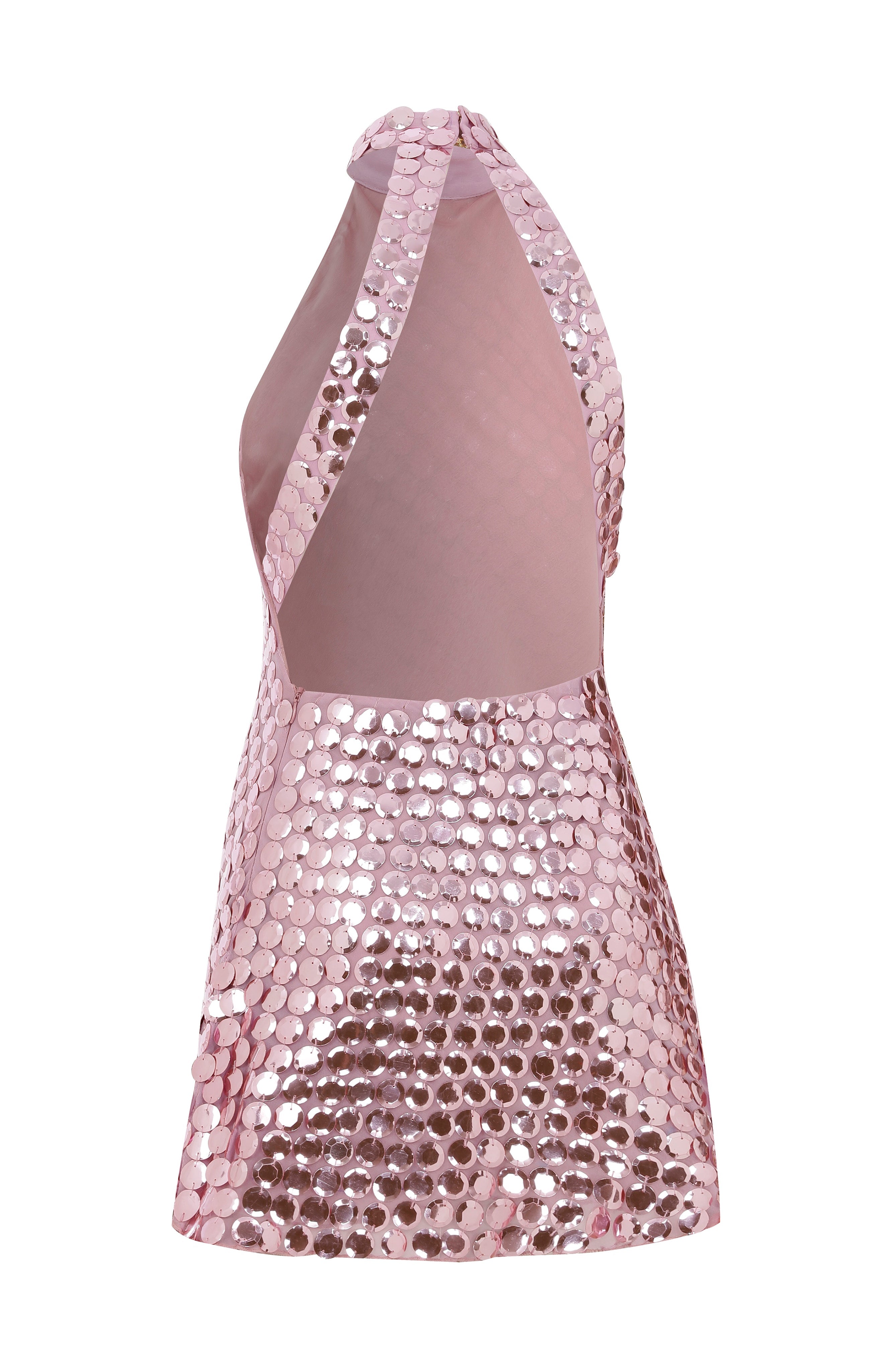Pink Chiffon Mini Dress with Round Sequins – RAISA VANESSA INT