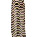 Amazonica Chiffon Wavy Striped Maxi Skirt with Black Sequin and High Slit Details