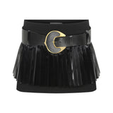 Pleated Mini Skirt With Gold Buckle