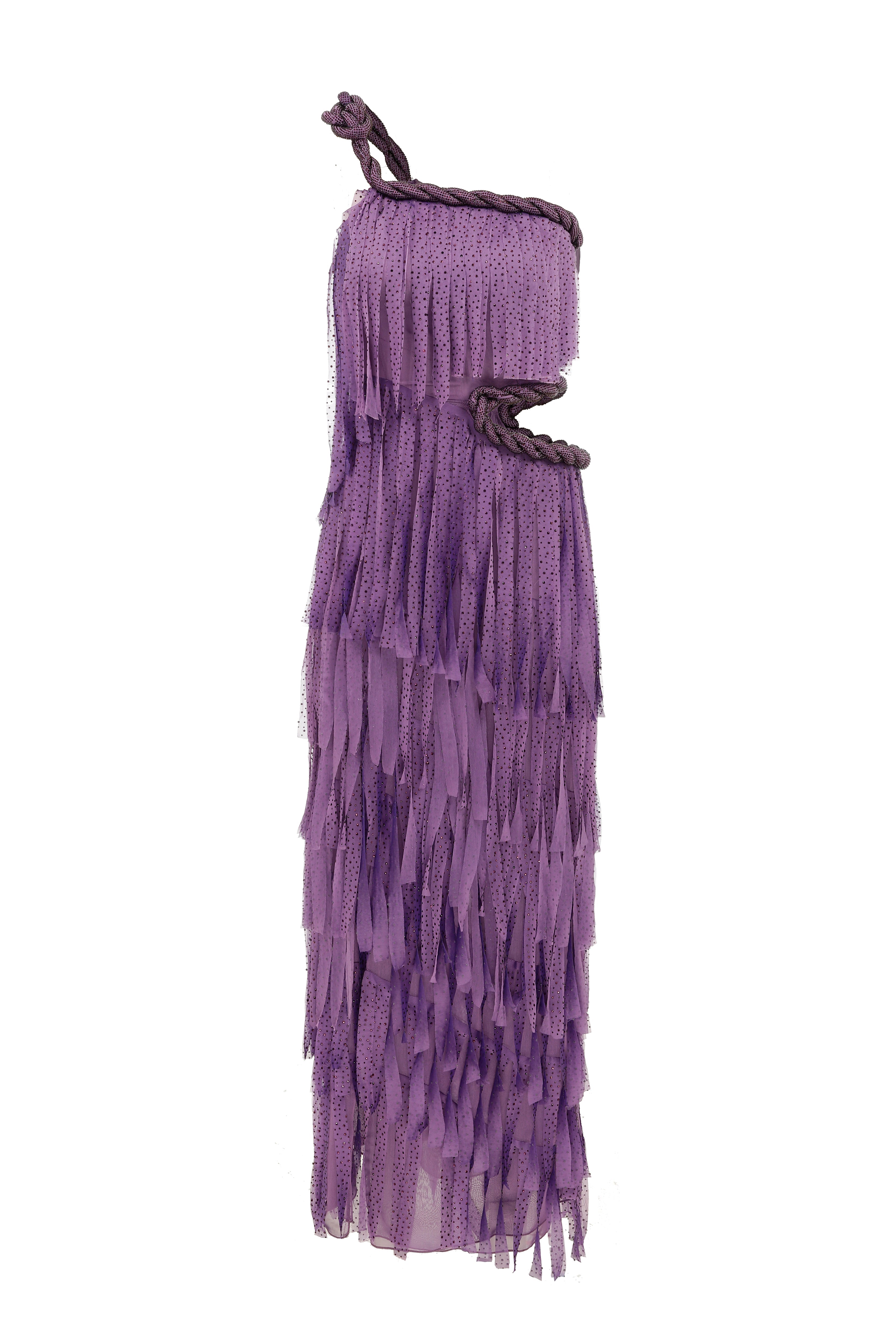 One Shoulder Lazer Cut Fringe Maxi Dress with Cutout Detail RAISA VANESSA INT One Shoulder Lazer Cut Fringe Maxi Dress with Cutout Detail RAISA VANESSA INT