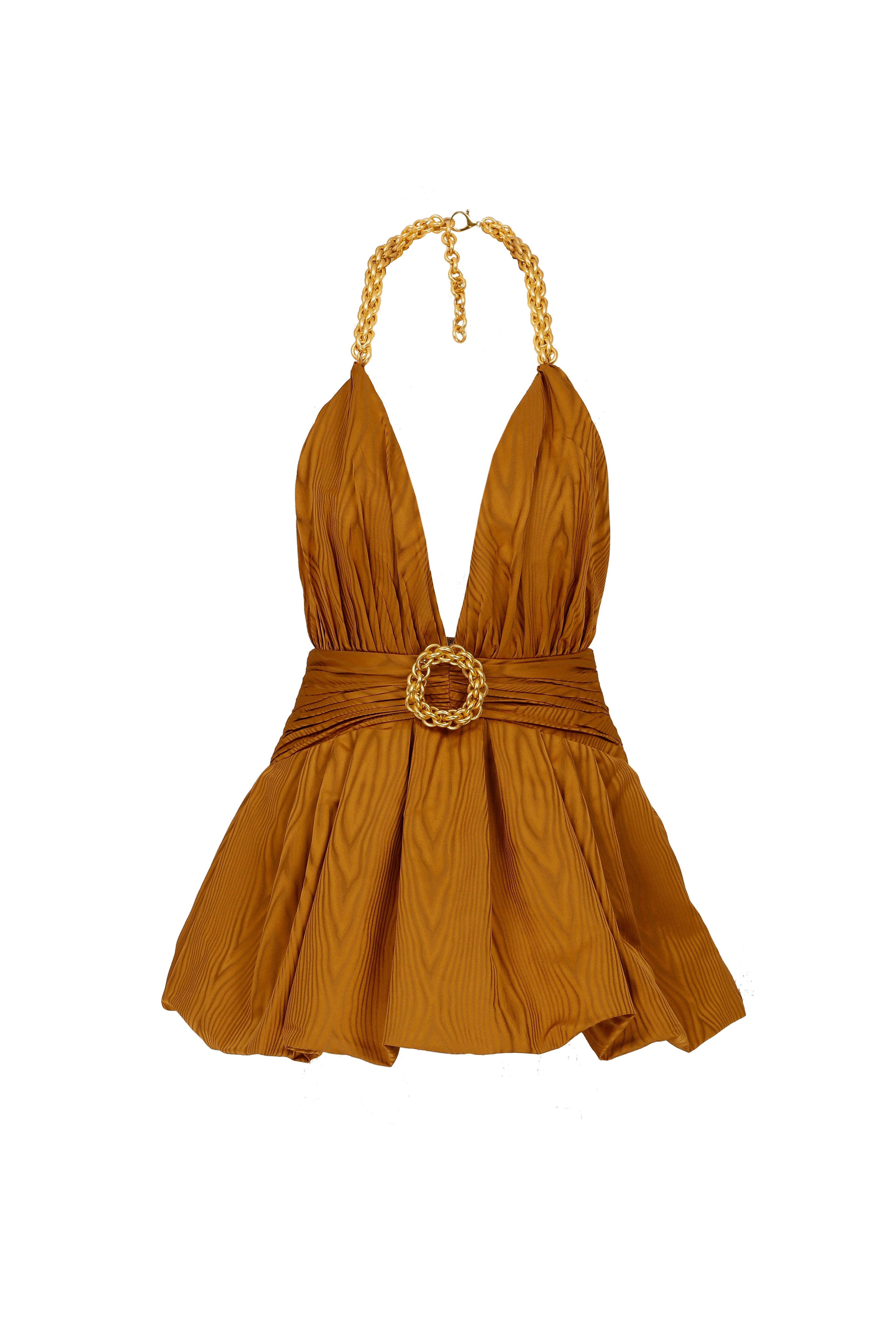 V-Neck Faille Mini Dress with Gold Chain RAISA VANESSA INT V-Neck Faille Mini Dress with Gold Chain RAISA VANESSA INT