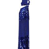 Halter Neck Crystal Embroidery Chiffon Maxi Dress