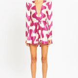 High V-Neck Long Sleeve Mini Dress